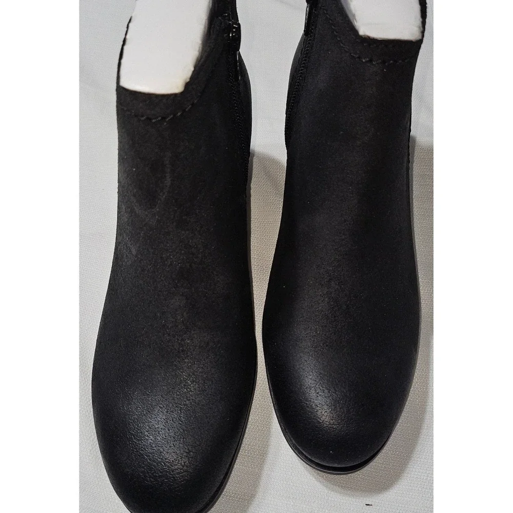 Rockport‎ Dorset Black Leather Ankle Boots Block Heel Side Zip CH0205 Womens 8.5